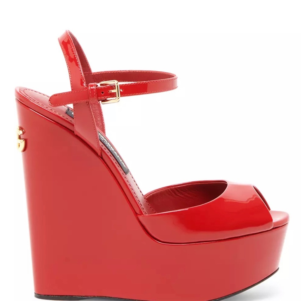 Dolce & Gabbana patent leather wedge heels.